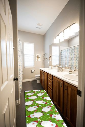 Cute Santa Claus Runner Rugs for Hallway Kitchen, Christmas Red Gnomes Washable Area Rug Non-Shedding Kitchen Mat Entry Carpet for Living Dining Playroom Nursery Laundry Bedside in Wooden and Grey Bathroom