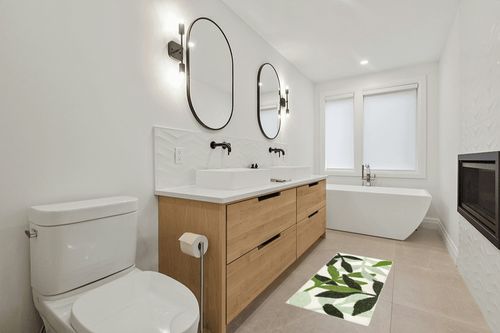 UNIBATH Leaves Bathroom Runner Rug 24x60 Non Slip Long Bathroom Rugs Green Extra Large Bath Runner Rugs for Bathroom Microfiber Absorbent Washable Area Rugs in Scandinavian Neutral bathroom