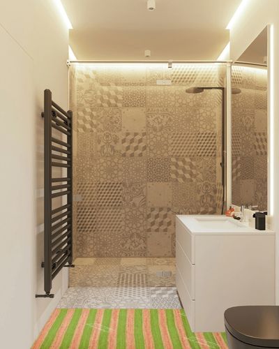 Chouhan Rugs Natural Jute Green Striped Rug Bohemian Rug Decor Rug Handwoven Rug Custom Rug Decorative Rug in White Tiled Bathroom