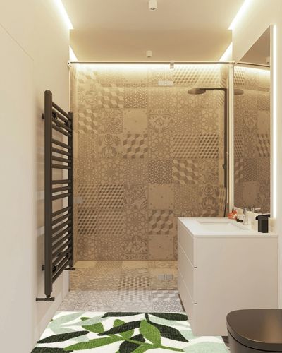 UNIBATH Leaves Bathroom Runner Rug 24x60 Non Slip Long Bathroom Rugs Green Extra Large Bath Runner Rugs for Bathroom Microfiber Absorbent Washable Area Rugs in White Tiled Bathroom