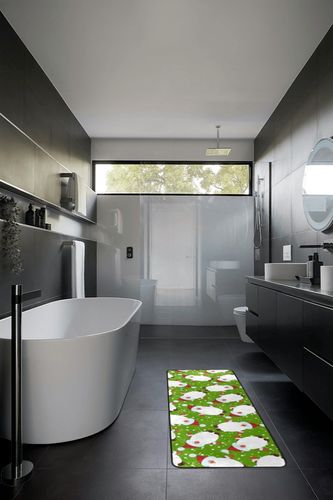 Cute Santa Claus Runner Rugs for Hallway Kitchen, Christmas Red Gnomes Washable Area Rug Non-Shedding Kitchen Mat Entry Carpet for Living Dining Playroom Nursery Laundry Bedside in Black Modern Bathroom