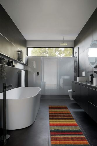 Mohawk Home Boho Stripe 2' x 8' Area Rug - Multicolor - Perfect for Living Room, Dining Room, Office in Black Modern Bathroom