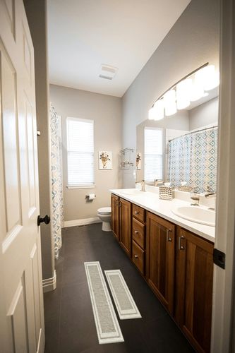 Artoid Mode Rubber Non-Slip Washable Absorbent Kitchen Rugs and Mats Set of 2, Kitchen Mats for Floor Kitchen Runner Hallway Laundry Room in Front of Sink Beige Grey - 17x29 and 17x47 Inch in Wooden and Grey Bathroom