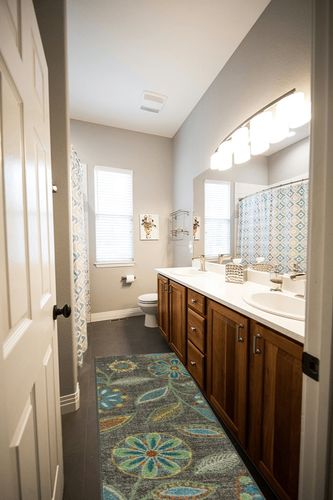 Maples Rugs Reggie Floral Runner Rug Non Slip Hallway Entry Carpet [Made in USA], Multi, 2 x 6 in Wooden and Grey Bathroom