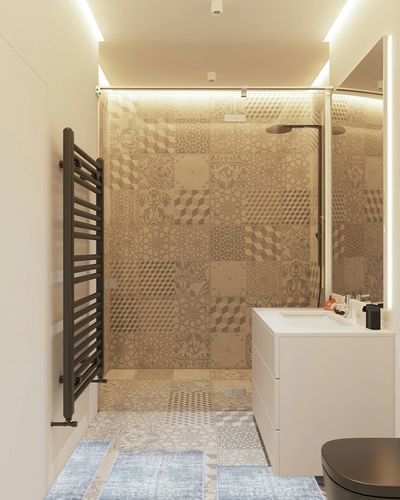 MATBAR Kitchen Rugs Sets of 3 Non Slip Washable Kitchen Mats for Floor 3 Piece Set Boho Kitchen Rug Sets Gray Runner Carpets Absorbent for Laundry Room Hallway Sink Bathroom in White Tiled Bathroom