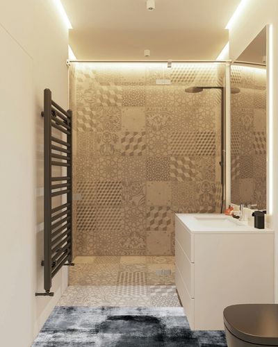 Lahome Modern Runners for Hallways - 2x6 Washable Non-Slip Carpet Runner Lightweight Stain Resistant Kitchen Runner Rug Grey Abstract Print Bathroom Runner Indoor Rug Runner for Entrance Laundry Room in White Tiled Bathroom