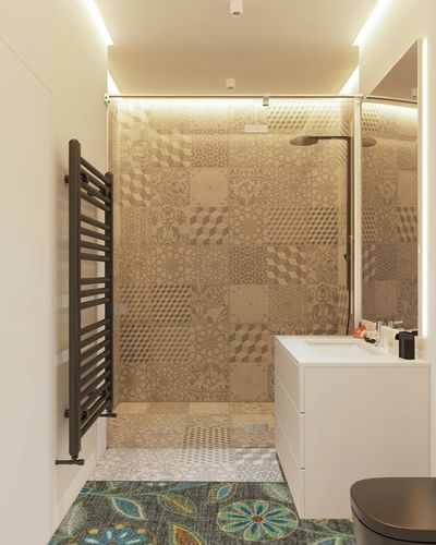 Maples Rugs Reggie Floral Runner Rug Non Slip Hallway Entry Carpet [Made in USA], Multi, 2 x 6 in White Tiled Bathroom