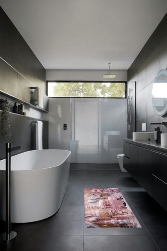 Kitchen Rugs Long Floor Door Mats Absorbent Entryway Rug Winter Christmas Farm Pink Car Indoor Carpet Non-Slip Area Runner,Wood Barn Snowy Scene Entrance Doormat for Bedroom Bathroom in Black Modern Bathroom