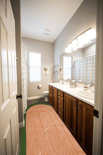 Chouhan International Natural Jute Green Bordered Rug Bohemian Rug Decor Rug Handwoven Rug Custom Rug Decorative Rugs in Wooden and Grey Bathroom