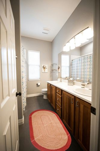 Chouhan International Natural Jute Red Bordered Rug Bohemian Rug Decor Rug Handwoven Rug Custom Rug Decorative Rugs in Wooden and Grey Bathroom