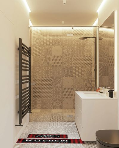 HOLVDENG Red Buffalo Plaid Kitchen Mat Set of 2 Non Slip Thick Kitchen Rugs and Mats for Floor Comfort Standing Mats for Kitchen, Sink, Office, Laundry, 17"x47"+17"x28" in White Tiled Bathroom