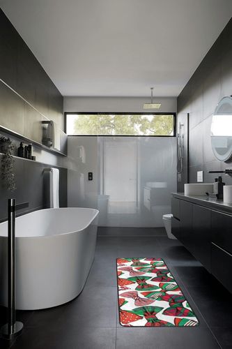 Christmas Bow Tie Runner Rugs for Hallway Kitchen, Red and Green Washable Area Rug Non-Shedding Kitchen Mat Entry Carpet for Living Dining Playroom Nursery Laundry Bedside in Black Modern Bathroom