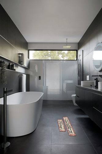 Ideasonna Red Kitchen Rugs Sets of 2 Buffalo Plaid Check Kitchen Rug Washable Non-Slip Kitchen Sink Floor Mat Red Kitchen Decor in Black Modern Bathroom