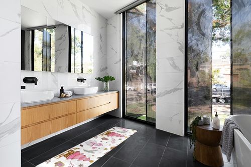 Pink Christmas Snowman Area Rug Non Skid, Winter Theme Xmas Washable Hallway Runner Rugs Laundry Room Rug Mats Soft Kitchen Absorbent Floor Mat Carpet for Entrance Bedroom Living Room 72x24in in Modern Black Tiled bathroom