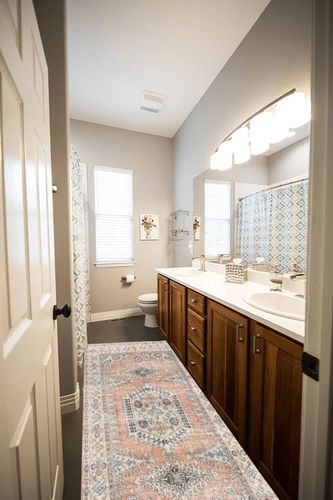 Peach/Yellowish Persian Washable Living Room Area Rug in Wooden and Grey Bathroom