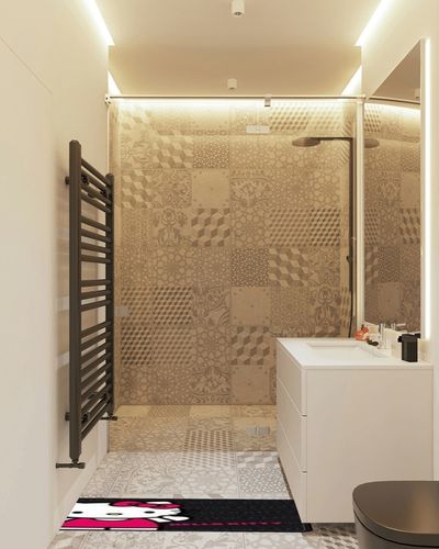 Plasticolor Rear Seat Utility Rubber car Truck SUV Floor Mats - Hello Kitty Sanrio Waving - Pair in White Tiled Bathroom