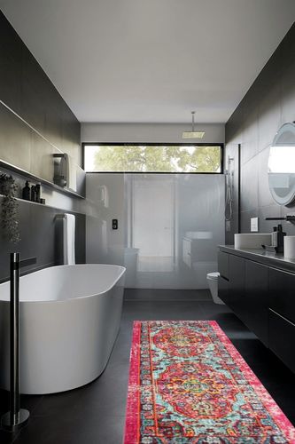 NuLOOM Corbett Vintage Bohemian Runner Rug, 2' 6" x 8', Multi in Black Modern Bathroom