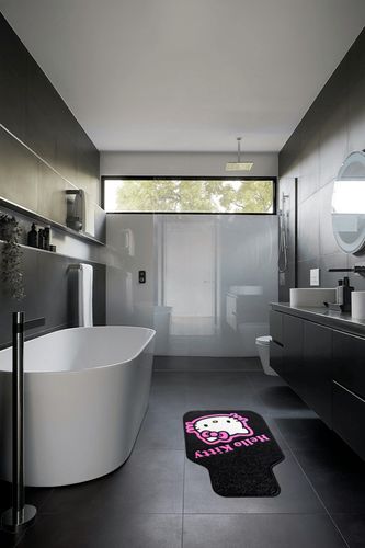 Plasticolor 001502R01 Sanrio Hello Kitty Collage Universal Fit Car Truck SUV Front Floor Mats Pair in Black Modern Bathroom