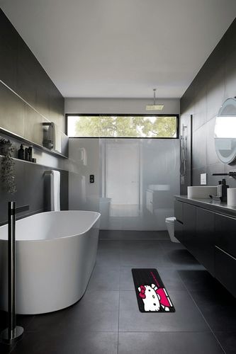 Plasticolor Rear Seat Utility Rubber car Truck SUV Floor Mats - Hello Kitty Sanrio Waving - Pair in Black Modern Bathroom