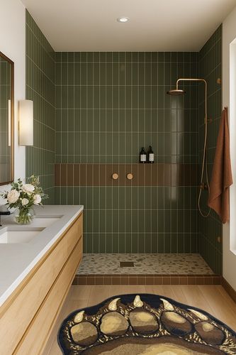 Bear Claw Rustic Lodge Paw Area Rug 3'8 W X 4'10 L in Green Bathroom