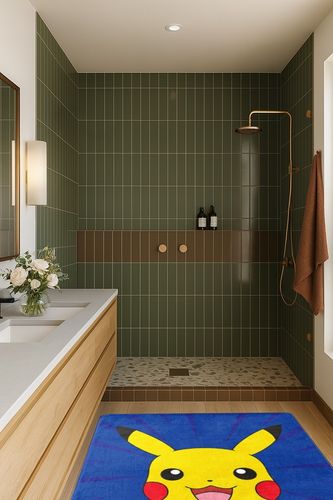 Northwest Pokemon Burst Pika Silk Touch Throw Blanket, 46" x, 60" in Green Bathroom