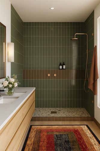 Home Dynamix Royalty Vega Contemporary Geometric Area Rug, Black/Brown, 43"x62" in Green Bathroom