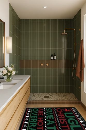 LIICHEES Ugly Christmas Sweaters are Hot and Overrated Area Rug 63x48in Washable Rugs for Living Room Bedroom Large Rug Indoor Decorative Carpet Yoga Mat in Green Bathroom