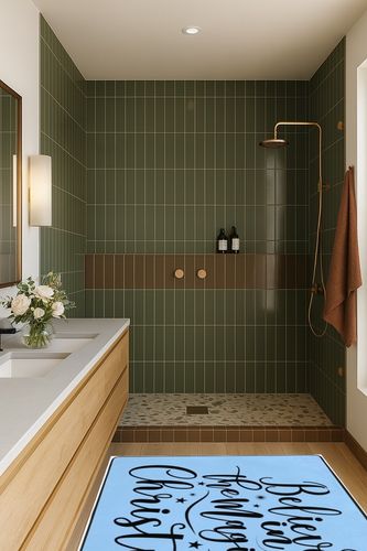 LIICHEES Believe in The Magic of Christmas.Funny Christmas Area Rug 63x48in Washable Rugs for Living Room Bedroom Large Rug Indoor Decorative Carpet Yoga Mat in Green Bathroom