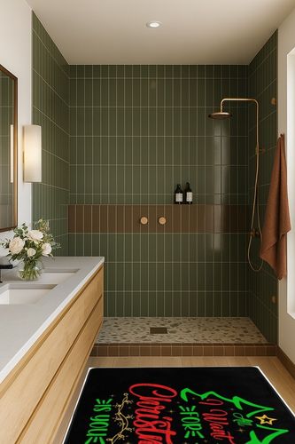 LIICHEES All I Want for Christmas is You Area Rug 63x48in Washable Rugs for Living Room Bedroom Large Rug Indoor Decorative Carpet Yoga Mat in Green Bathroom