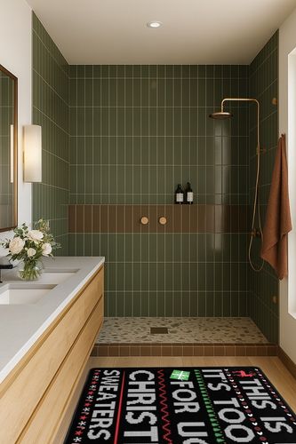 LIICHEES This is My Its Too Hot for Ugly Christmas Sweaters Shirt Area Rug 63x48in Washable Rugs for Living Room Bedroom Large Rug Indoor Decorative Carpet Yoga Mat in Green Bathroom