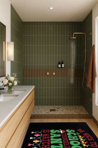 LIICHEES Be Nice to The School Counselor Santa is Watching Christmas Area Rug 63x48in Washable Rugs for Living Room Bedroom Large Rug Indoor Decorative Carpet Yoga Mat in Green Bathroom