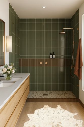 NuLOOM Iraida Contemporary Faux Cowhide Area Rug, 3' 10" x 5', Off-white in Green Bathroom