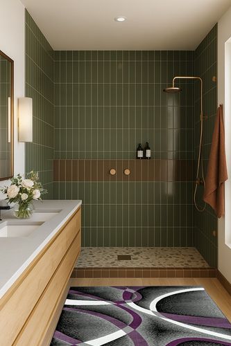 2305 Geometric Abstract Purple 4x5 Area Rugs for Living Room in Green Bathroom