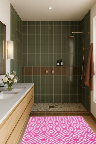 Soft Area Rugs for Bedroom Living Room in Green Bathroom