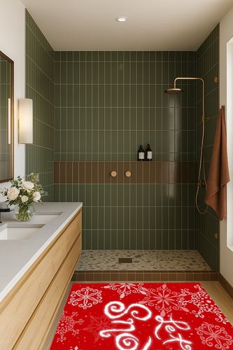 Area Rug, Let is Snow Christmas Rug, 2x3 Feet Rugs for Living Room Bedroom Kids Room Kids Room Nursery Classroom, Non-Slip Comrft Carpet Washable Rug in Green Bathroom