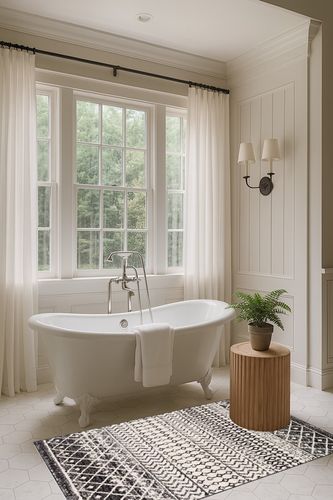 Chester Boho Moroccan Area Rug in Luxurious Bathroom