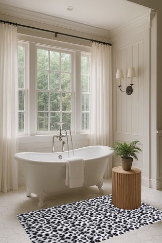 Fluffy Leopard Print Rug 3x5 Feet in Luxurious Bathroom