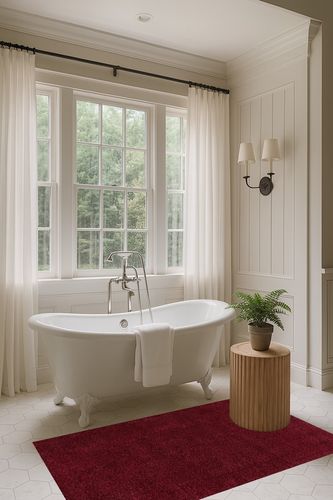 Haze Solid Low-Pile Indoor Area-Rug in Luxurious Bathroom