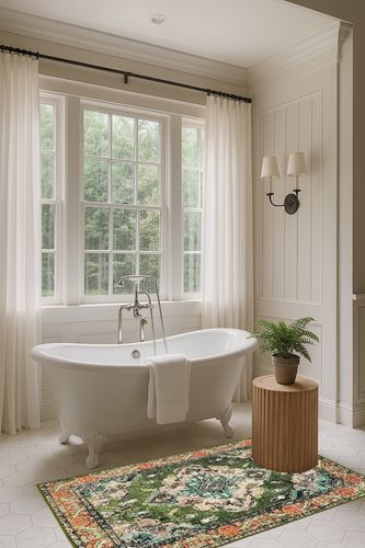 Wonnitar Bohemian Medallion Area Rug in Luxurious Bathroom