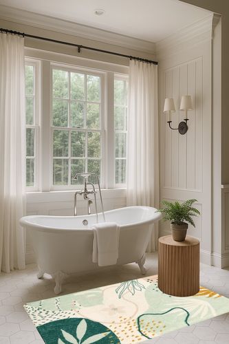 Green  Washable Living Room Doormat in Luxurious Bathroom