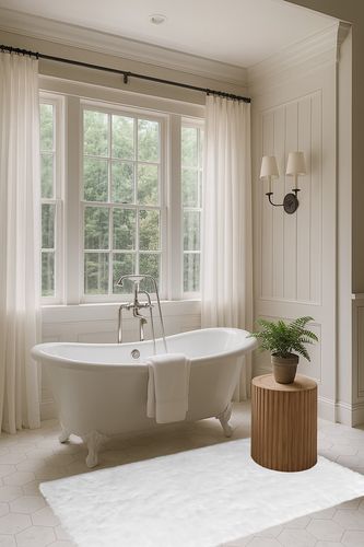 Mikaeel Faux Fur True White Area Rug Mercer41 Rug Size 3' x 5' in Luxurious Bathroom