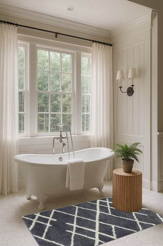 Mainstays Diamond Plush Contemporary Gray Shag Area Rug, 3'x4'8 in Luxurious Bathroom