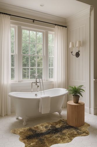 Walk on Me Classic Grizzly Bear Pelt - Faux Fur Rug - New Made in France (3x5 or 5x7) (3x5 (Actual 40" x 55")) in Luxurious Bathroom