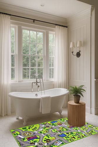 toyvelt Kids Carpet Playmat Car Rug – City Life Educational Road Traffic Carpet Multi Color Play Mat - Large 60” X 32” Best Kids Rugs for Playroom & Kid Bedroom – for Ages 3-12 Years Old in Luxurious Bathroom