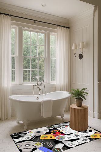 Lacut Game Rug Teen Boys Carpet with Game Controller Decoration, 3D Gaming Rugs for Boy’s Bedroom Living Room Playroom, Non-Slip Gamer Carpet Children Gaming Area Rugs (60" x 40") in Luxurious Bathroom