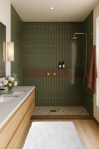 Mikaeel Faux Fur True White Area Rug Mercer41 Rug Size 3' x 5' in Green Bathroom