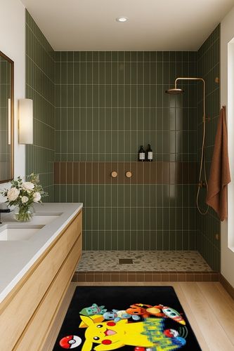 Anime Rug, Large Floor Rugs for Boys Girls Bedroom Room Decor,Washable Non-Slip Stain Resistant Carpet,for Nursery Backyard Decor 3X5Ft in Green Bathroom