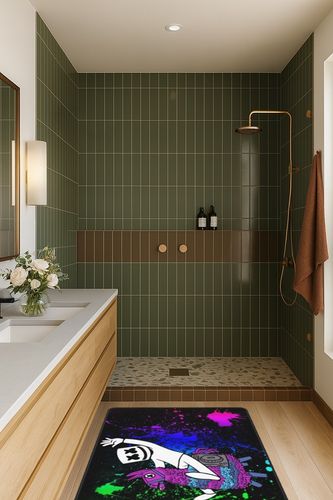 Sevchde Cartoon Rug - 60x39inch Cute Printed Area Rug, Kids Play Rugs Mats Decoration Non Slip Floor Mat for Living Room Bedroom Home Decor in Green Bathroom