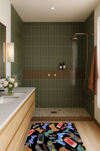 Video Game Rugs Carpets Gameing for Kids Teen Boy Room Bedroom, Colorful Gaming Floor Mats Area Rug for Living Room Gaming Chair Mat Hardwood, 59"*39" Area Rugs Carpet for Gamer Boys in Green Bathroom