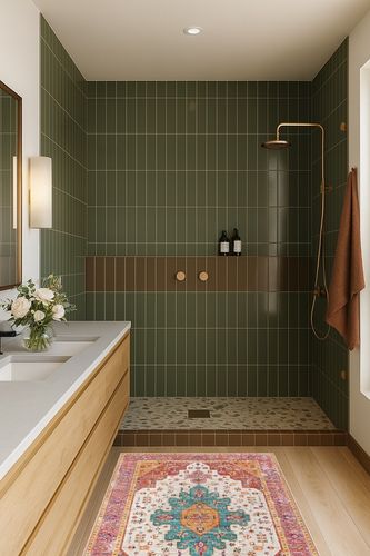 Moynesa Ultra-Thin Washable Vintage Area Rug - 3x5 Persian Girls Bedroom Non-Slip Non-Shedding Oriental Medallion Living Room Mat Indoor Carpet for Office Nursery Room, Pink/Teal/Multi in Green Bathroom